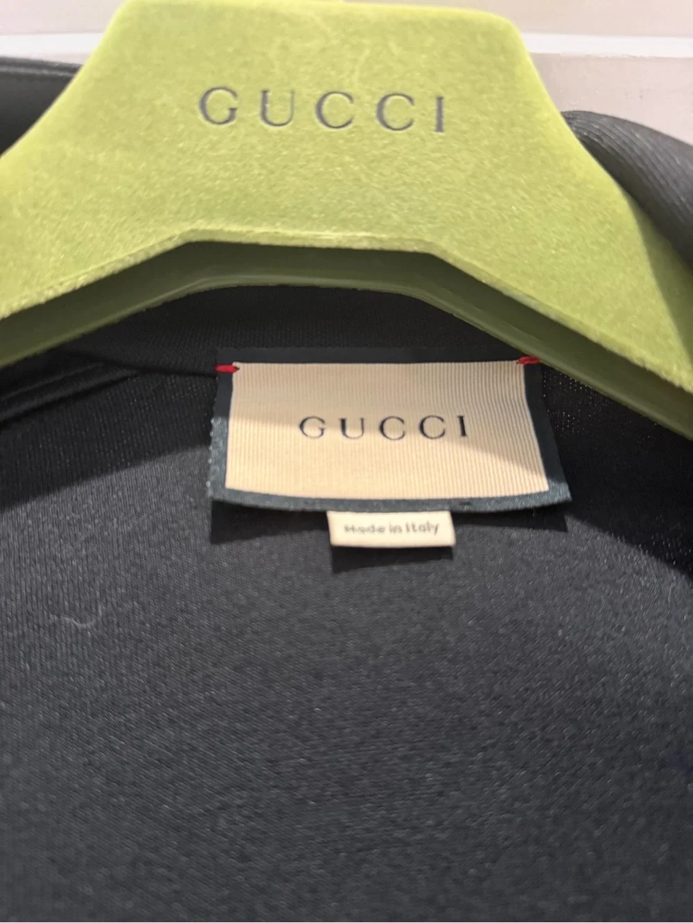Gucci Black Zip-Front Track Jacket with Red & Green Stripe Pant Set